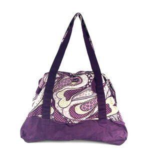 Thirty-One Purple Paisley Heavy Fabric Retro Metro Large Tote Overnight Bag 20"